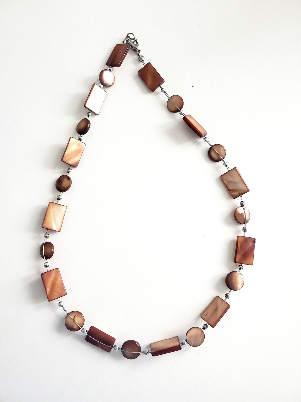 Brown Mother of Pearl Shell Beaded Necklace